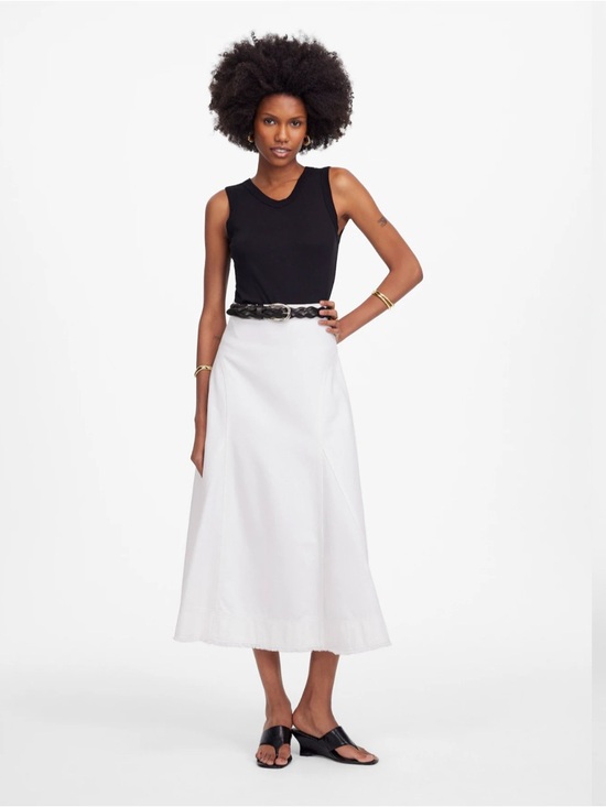 NWT Madewell Flute Midi Skirt in Tile White Size Varies
